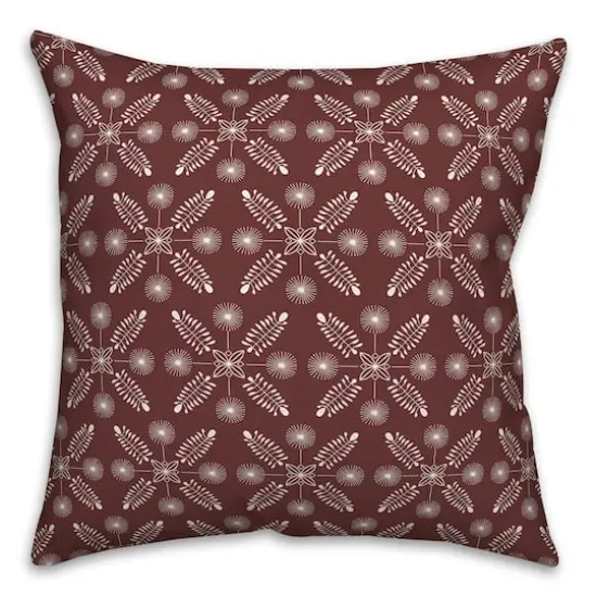18" Meadow Leaves Indoor/Outdoor Pillow Maroon {1}