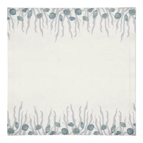 Shell & Coral Border Cotton Twill Napkin Blue/Blue/White {1}