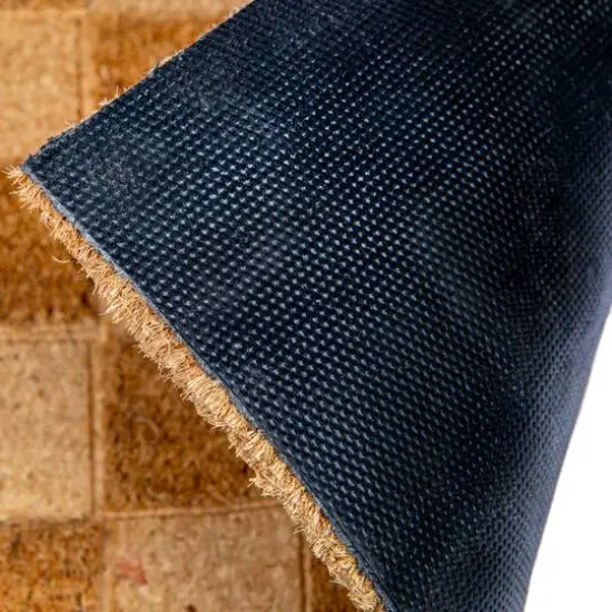 Hello Honey&reg; Natural Checkerboard Print Engraved Coir Doormat {7}