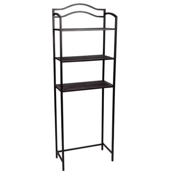 Household Essentials 3-Tier Metal Over the Toilet Storage Shelf Brown {6}