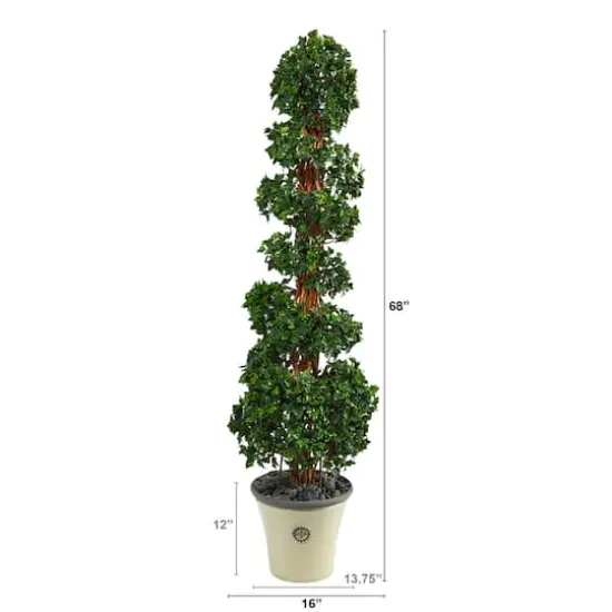 5.6ft. English Ivy Spiral Topiary in Decorative Planter {3}