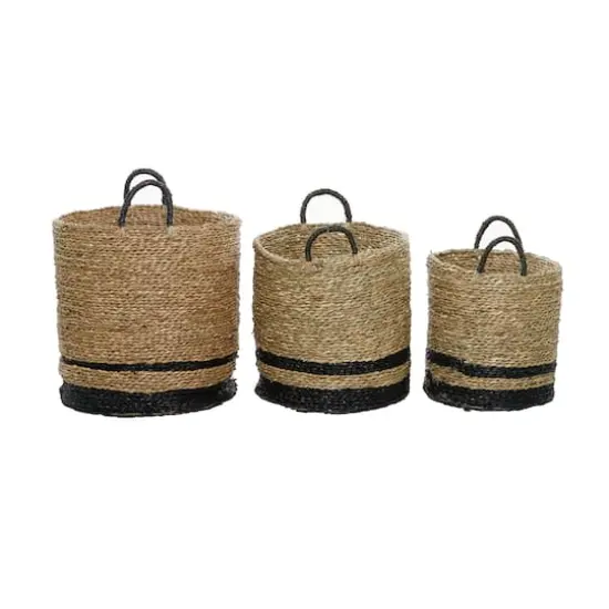 Black Seagrass Modern Storage Basket Set {3}