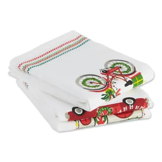 DII&reg; Holidays On Wheels Printed Dishtowel Set {3}