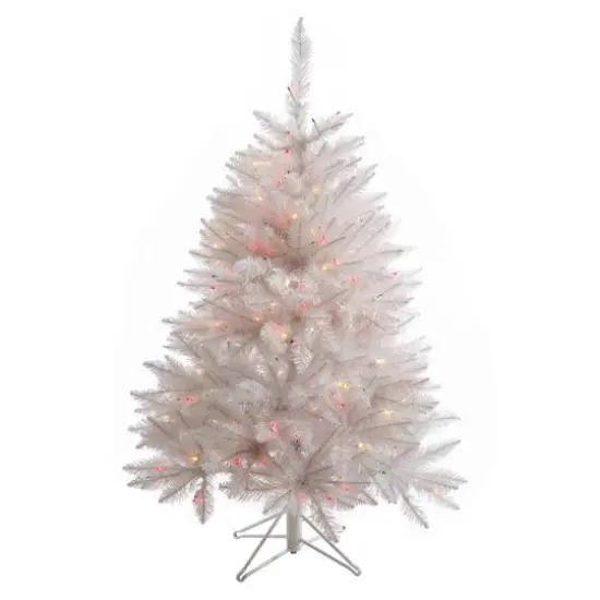 3.5ft. Pre-Lit Sparkle White Spruce Artificial Christmas Tree, Multi-Colored LED Lights {1}