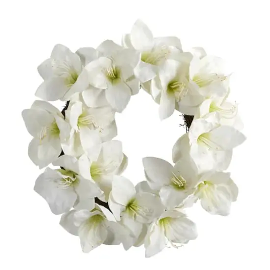 18'' White Amaryllis Wreath {1}