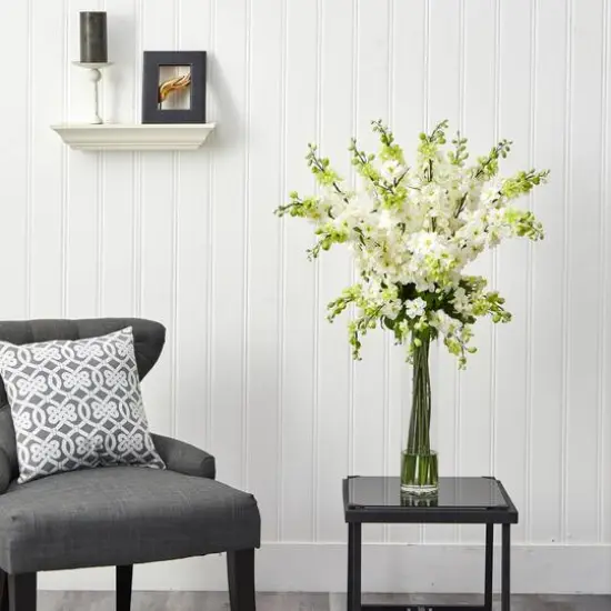 3ft. Delphinium Arrangement in Glass Vase {5}