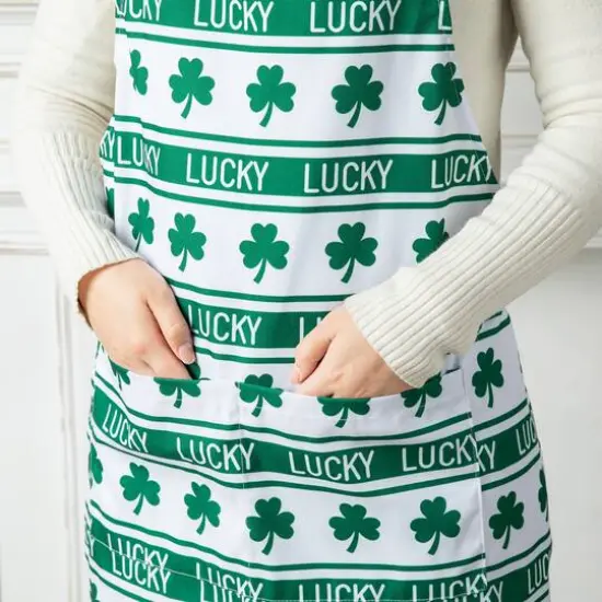 Glitzhome&reg; 31.25" St. Patrick's Shamrocks Apron {5}