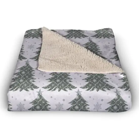 Ornate Christmas Tree Pattern 50" x 60" Sherpa Fleece Blanket {3}