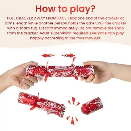 Glitzhome&reg; 12PK 1.25"D x 10"H Christmas Snowflake with Bow Party Cracker with Gift Contents {8}