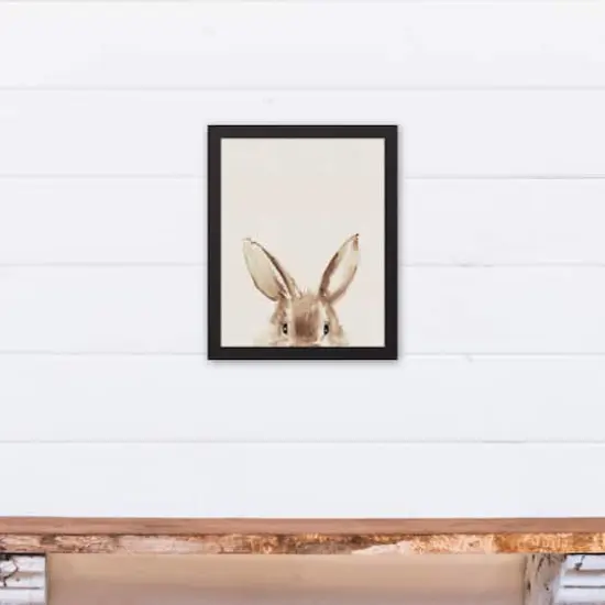 Peeking Bunny 11" x 14" Black Floating Framed Canvas {5}