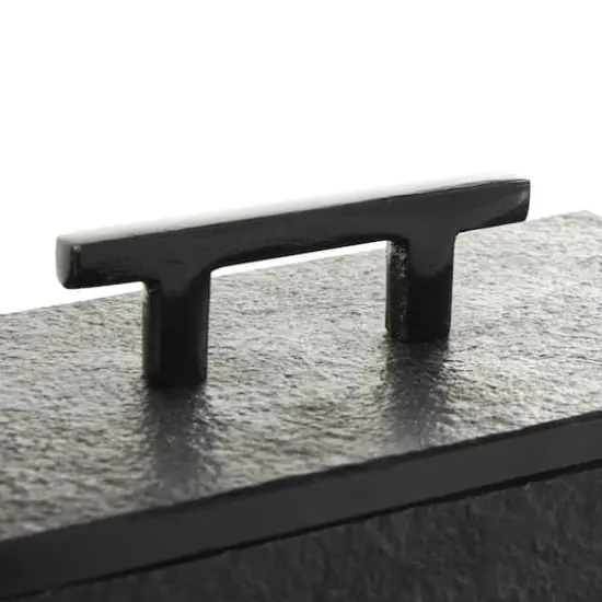 Black Marble Decorative Box with Aluminum Bar Handles, 3ct. {5}