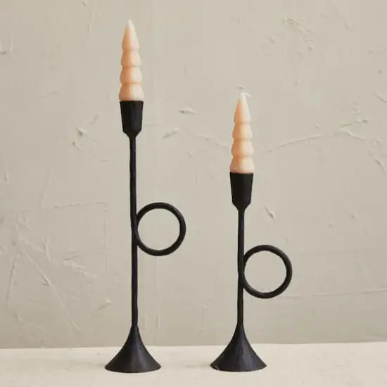 Hello Honey&reg; Black 9.5" Cast Metal Taper Candle Holder with Handle {3}