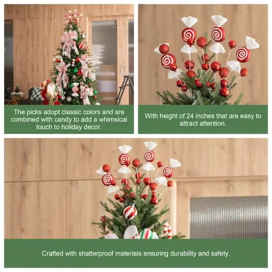 Glitzhome&reg; 24" Christmas Red & White Candy Pick, 4ct. {6}