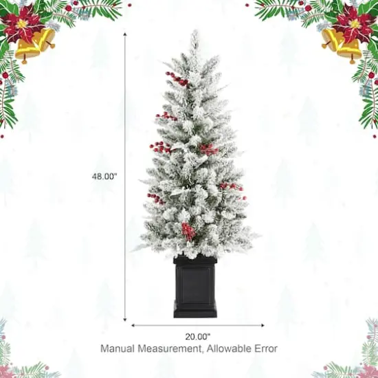 Glitzhome® 4ft Pre-Lit Flocked Artificial Christmas Porch Tree, Multi-color LED Lights {9}