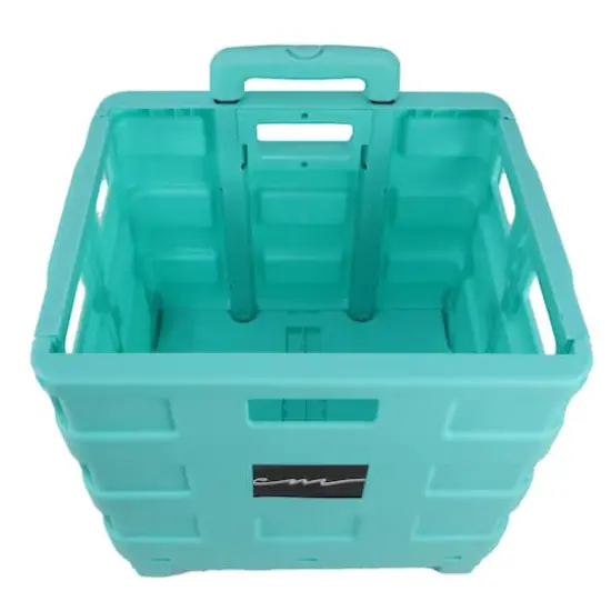 Everything Mary Collapsible Rolling Cart with Lid Aqua {6}