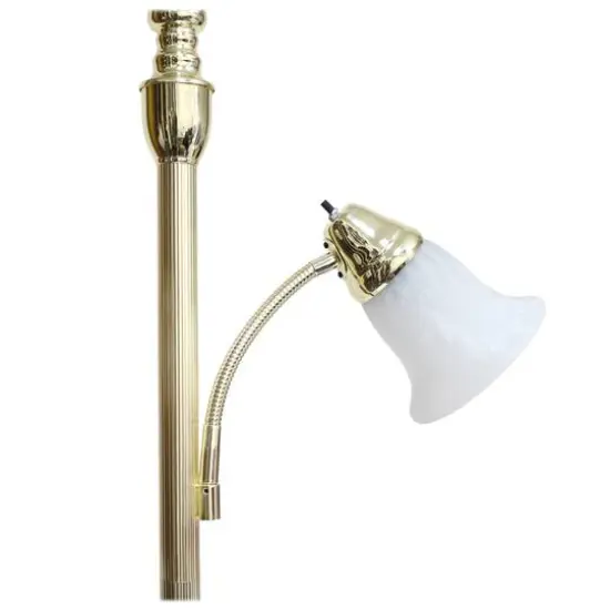 Lalia Home Torchiere Floor Lamp with Reading Light Gold/White Shades {7}