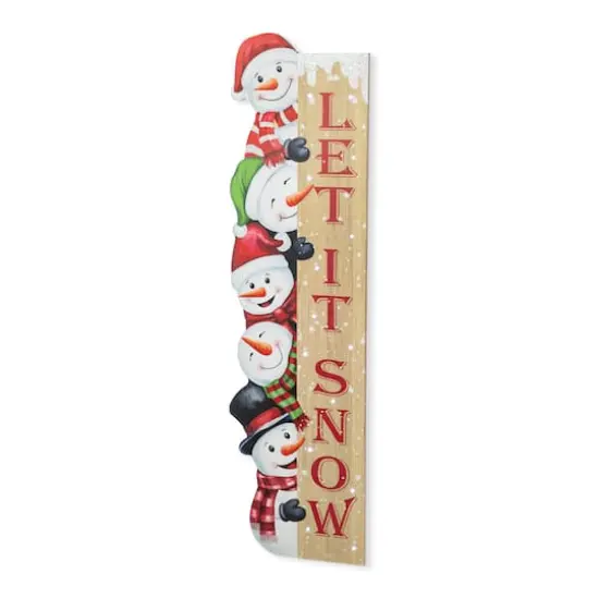 Glitzhome® 41.75" Lighted Wooden Christmas Stack Snowman Porch Decor with Timer {1}