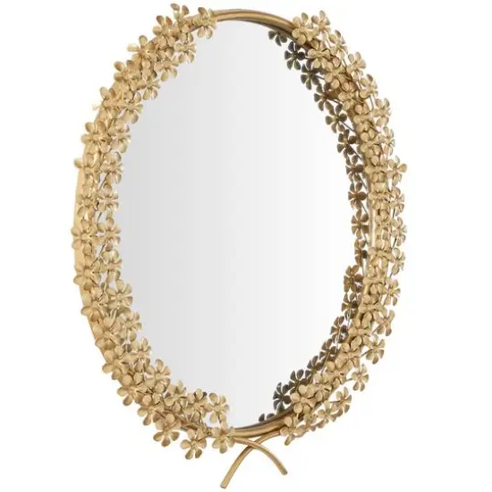 CosmoLiving by Cosmopolitan Gold Metal 3D Floral Wall Mirror 22" x 2" x 22" {3}