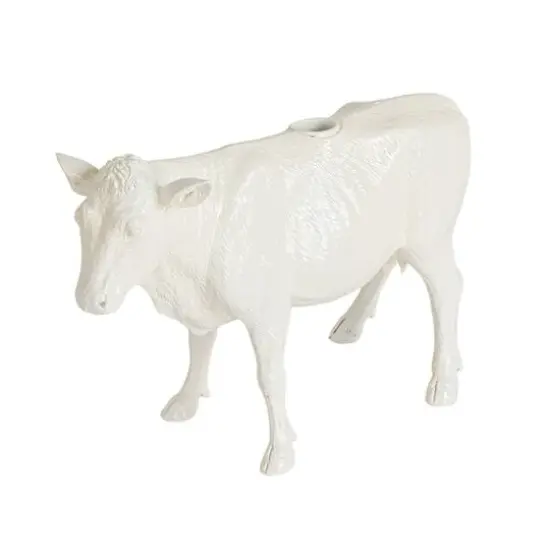 Hello Honey&reg; 12" White Rustic Farmhouse Cow Taper Candle Holder {1}