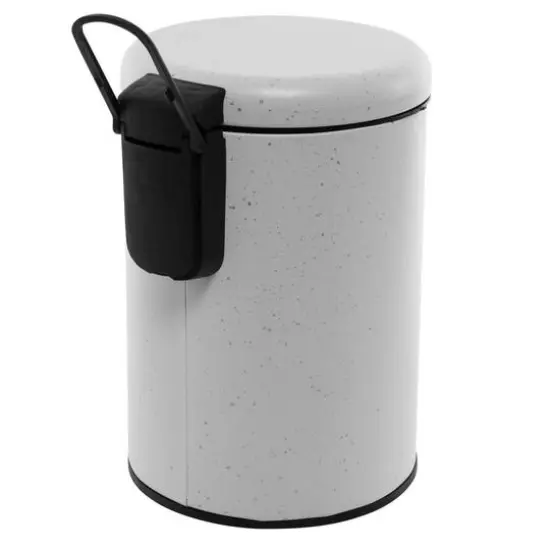 Elle D&eacute;cor White Speckled Design Step Bin with Lid Trash Can {6}