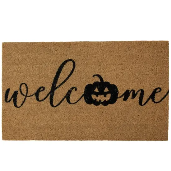 Natural Coir Pumpkin Welcome Halloween Doormat {1}