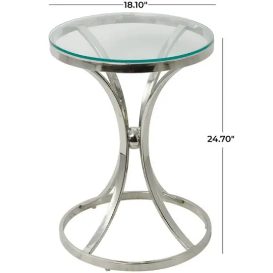 Silver Stainless Steel Contemporary Accent Table, 18" x 18" x 25" {7}