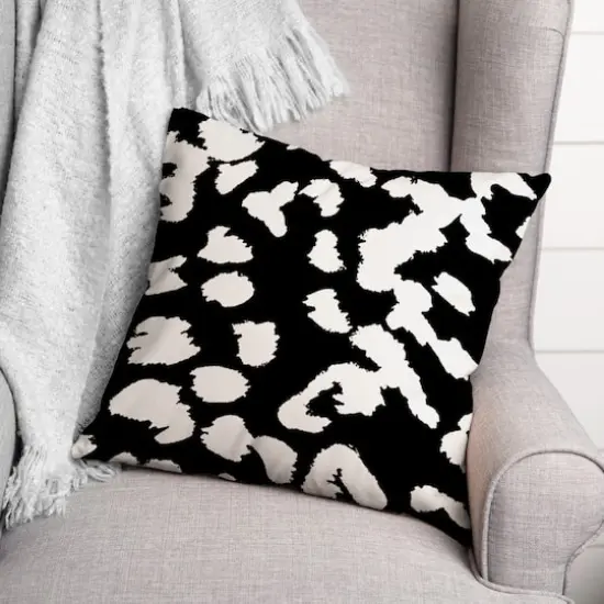 18" x 18" Leopard Print Indoor/Outdoor Throw Pillow Black/White {3}