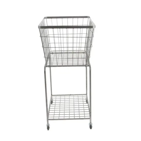 Gray Industrial Metal Storage Cart {4}