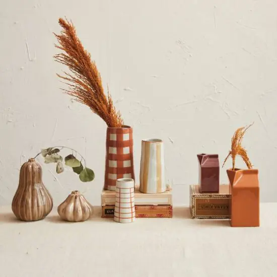 Hello Honey&reg; 7.5" Brown Gourd Stoneware Vase {3}