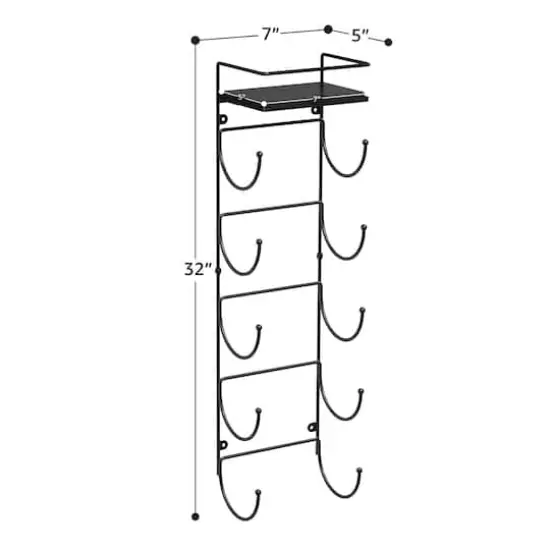 Sorbus Wall Mounted Towel Rack with Shelf Black {6}