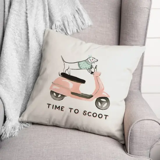 Dog Scooter Pink Mint 6 Throw Pillow {3}