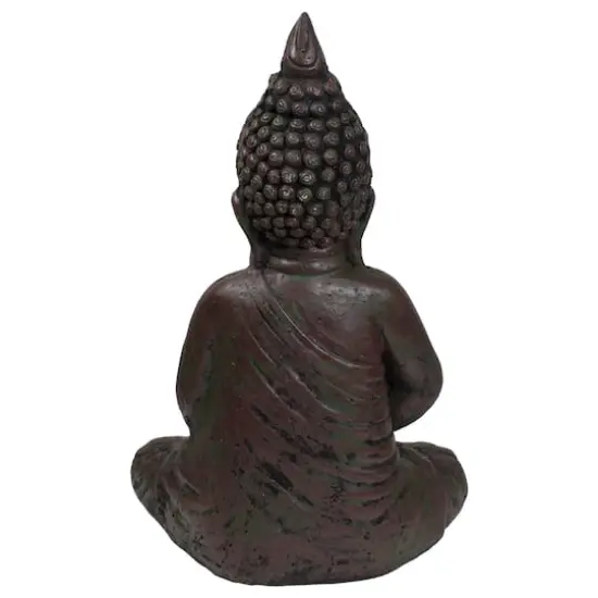 17.5" Dark Brown Meditating Buddha Outdoor Garden Statue {6}
