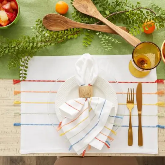 DII&reg; Stripe Tassel Placemats, 4ct. Rainbow {7}