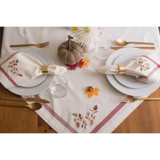 DII&reg; Natural Embroidered Fall Leaves Bordered Napkins, 6ct. {3}