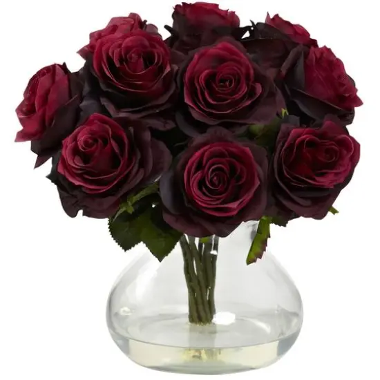 11" Red Rose Arrangement in Vase {1}