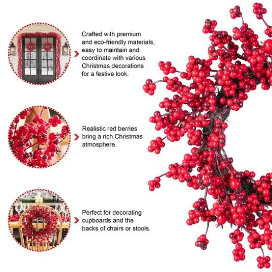 Glitzhome&reg; 14"D Christmas Mini Red Berries Wreath Set {6}