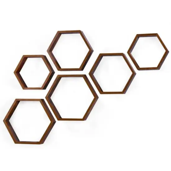 NEX&trade; Hexagon Floating Shelf Set Burnt Brown {1}