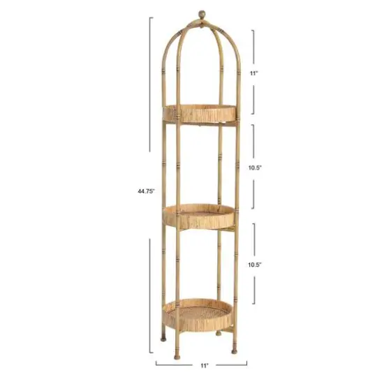 Hello Honey&reg; 42'' Bamboo Style Metal Shelf With Rattan Trays {4}