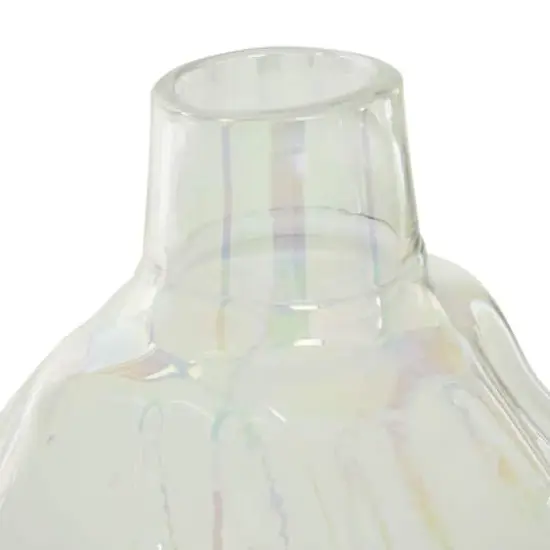 14" White Contemporary Glass Vase {5}