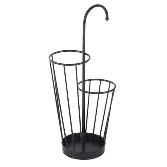 27" Metal Umbrella Stand with Handle Black {4}