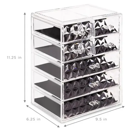 Sorbus Brown Makeup & Jewelry Storage Case with 3 Large & 4 Small Drawers {6}