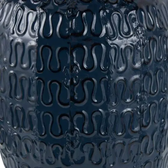 24" Dark Blue Metal Dimensional Textured Vase {8}