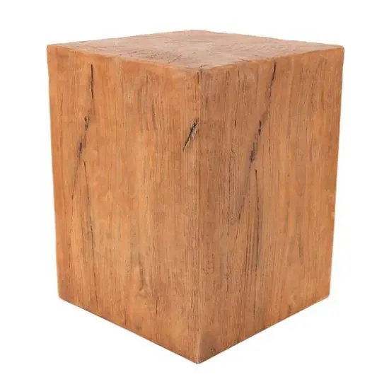 18" Natural Textured Wood Grain Outdoor Accent Table Brown {9}
