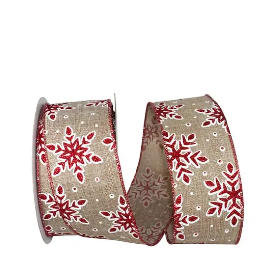 JAM Paper 2.5" x 20yd. Wired Snowflake Glitter Outline Ribbon {1}