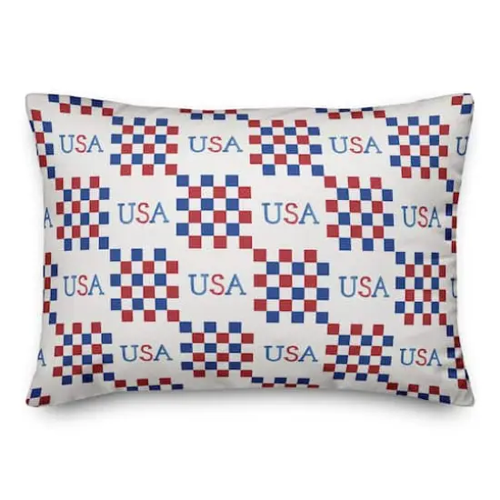 20" x 14" USA Check Pattern Indoor Outdoor Pillow {3}