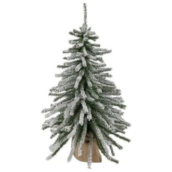 2ft. Unlit Flocked Downswept Mini Village Pine Artificial Christmas Tree in Burlap Base {1}