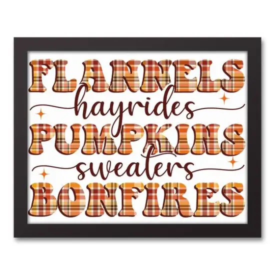 Retro Plaid Typography 15.73" x 12.73" Black Framed Canvas {1}