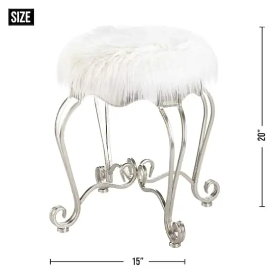 20" Fur Stool with Scroll Legs {3}