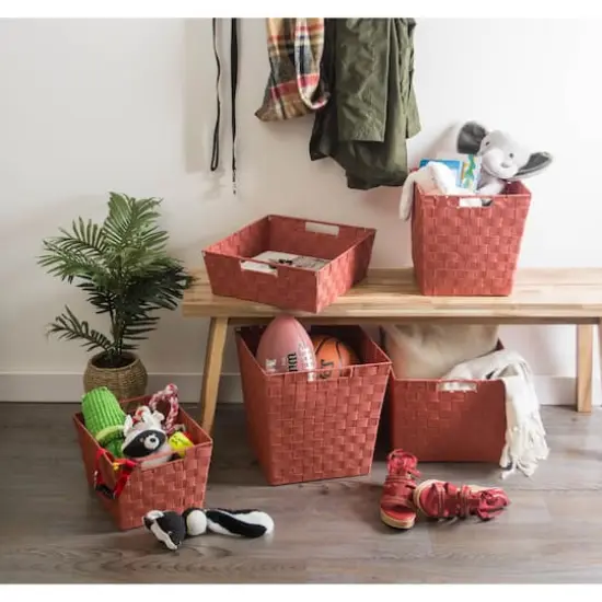 DII&reg; Nylon Basketweave Trapezoid Bin Set, 2ct. Rust {4}