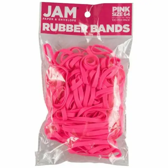 JAM Paper Size 64 Rubber Bands, 100ct. Pink {1}